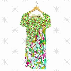 Versus Versace Vintage Green and Pink Floral Mini Dress Size 40